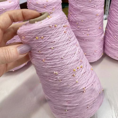 Perl Yarn, Beaded Yarn, Lustrosa, Cotton Wool Perl Yarn, Luxury Italian Yarn, Yarn on Cone for Hand and Machine Knitting,