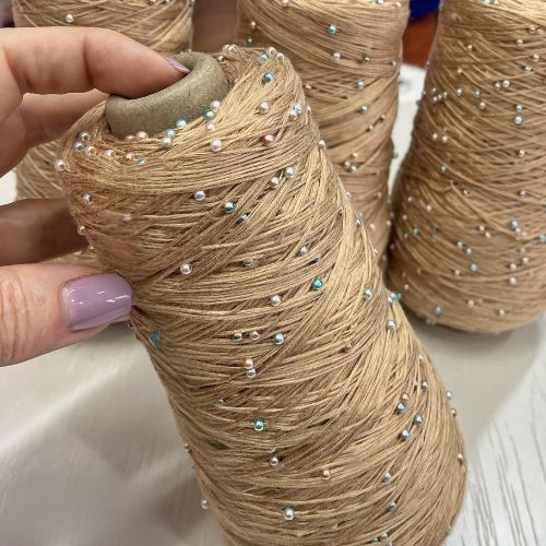 Perl Yarn, Beaded Yarn, Lustrosa, Cotton Wool Perl Yarn, Luxury Italian Yarn, Yarn on Cone for Hand and Machine Knitting,