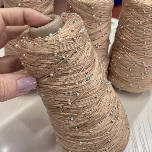 Perl Yarn, Beaded Yarn, Lustrosa, Cotton Wool Perl Yarn, Luxury Italian Yarn, Yarn on Cone for Hand and Machine Knitting,