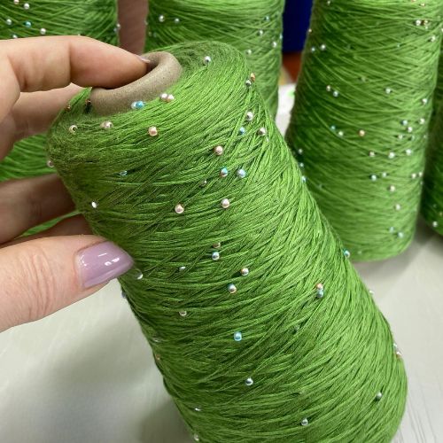 Perl Yarn, Beaded Yarn, Lustrosa, Cotton Wool Perl Yarn, Luxury Italian Yarn, Yarn on Cone for Hand and Machine Knitting,