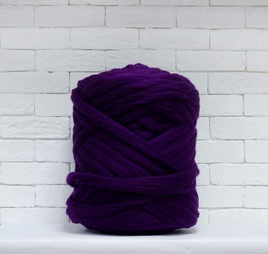 Merino Wool, Super Chunky Yarn - color from EGGPLANT - FuzzyRoom