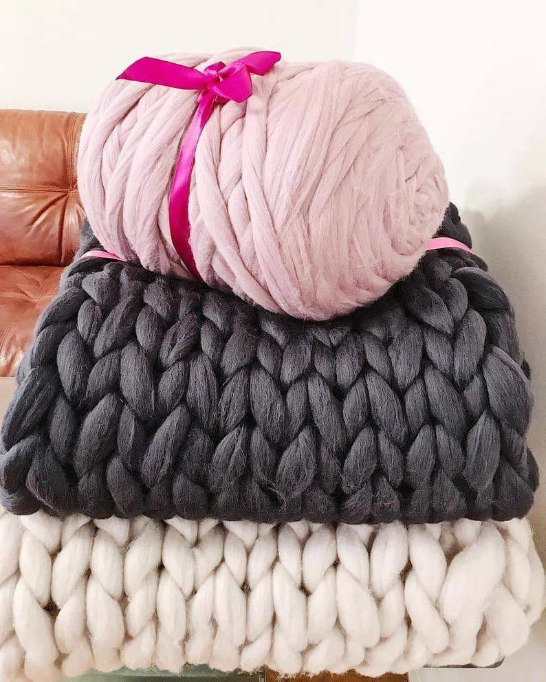 Merino Wool, Super Chunky Yarn - color from POWDER - FuzzyRoom