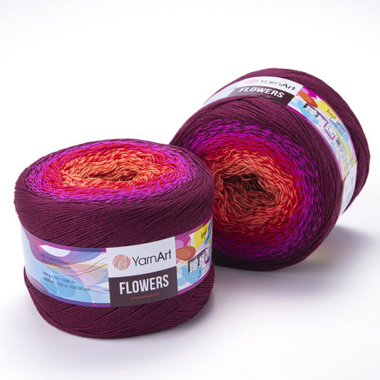 YarnArt Flowers Merino - Multicolor Knitting Yarn, Wool Yarn, Cake Yarn, Crocheting, Shawl Yarn,Poncho, 25% Wool, Acrylic,