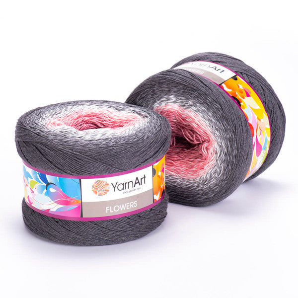 Yarnart Flowers Cake Yarn, cotton cake yarn, shawl wrap yarn, cotton cake summer yarn, color gradient dress shawl yarn, super fine cake yarn