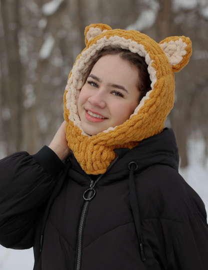 Knitted Fox Ears balaclava