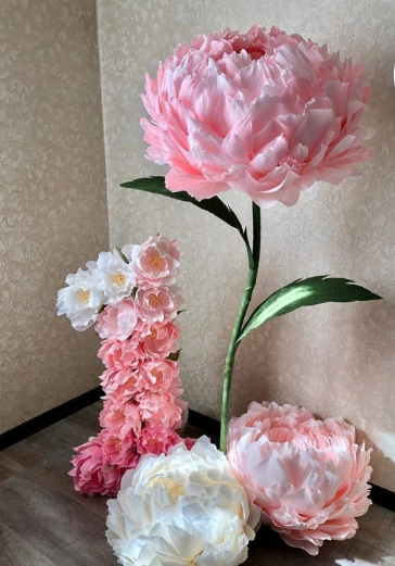 Large paper flowers peony + Numeral 