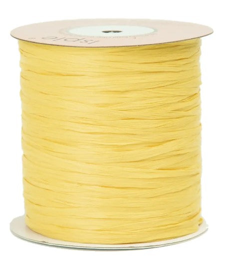 ISPIE Natural Raffia Yarn in Daffodil – premium genuine rayon crochet thread 273 yards, eco-friendly plant fiber for summer bags and hats
