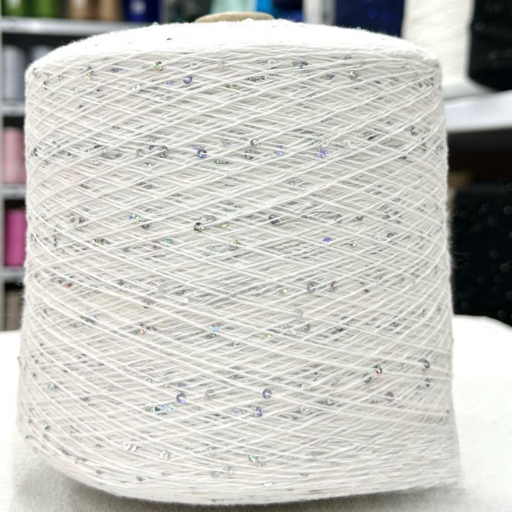 Beautiful knit sample showing sparkling sequins