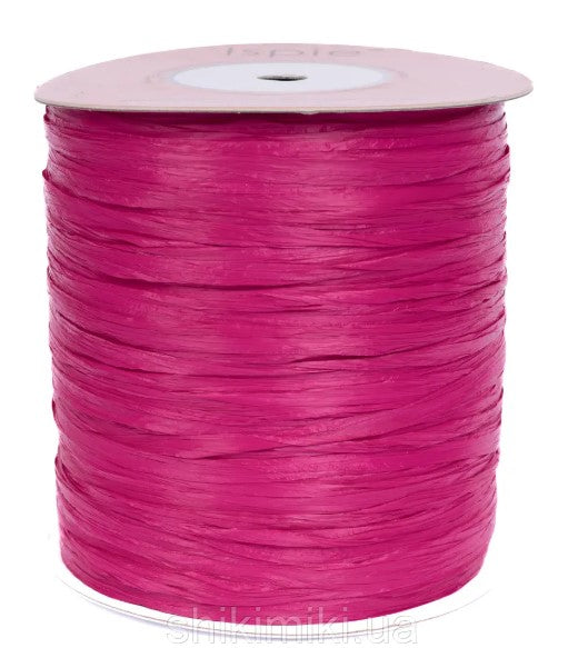 ISPIE Natural Raffia Yarn in magenta – premium genuine rayon crochet thread 273 yards, eco-friendly plant fiber for summer bags and hats