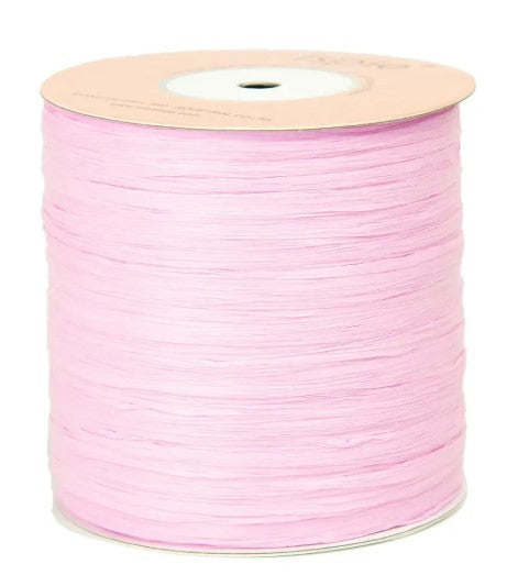 ISPIE Natural Raffia Yarn in pink lemonade – premium genuine rayon crochet thread 273 yards, eco-friendly plant fiber for summer bags and hats