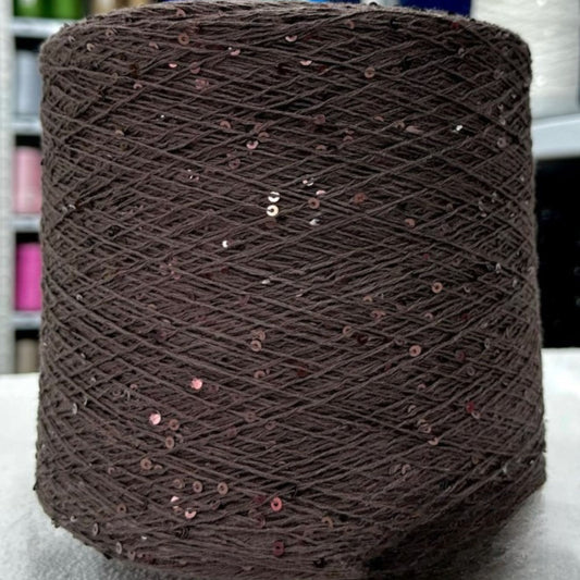 3mm Cotton Yarn Featuring Sequins double coffee