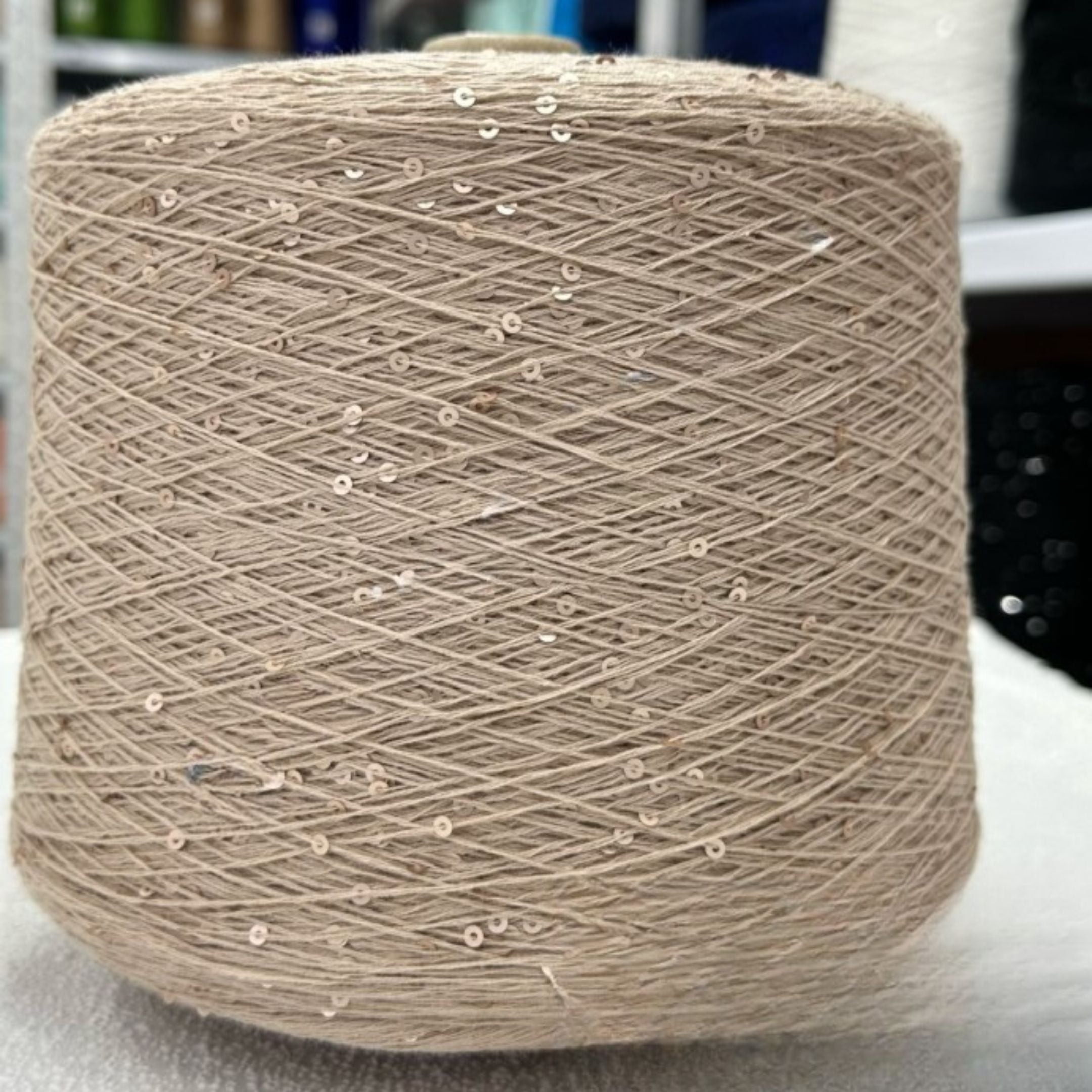 Beige-nude premium sequin 3mm Italian for knitting