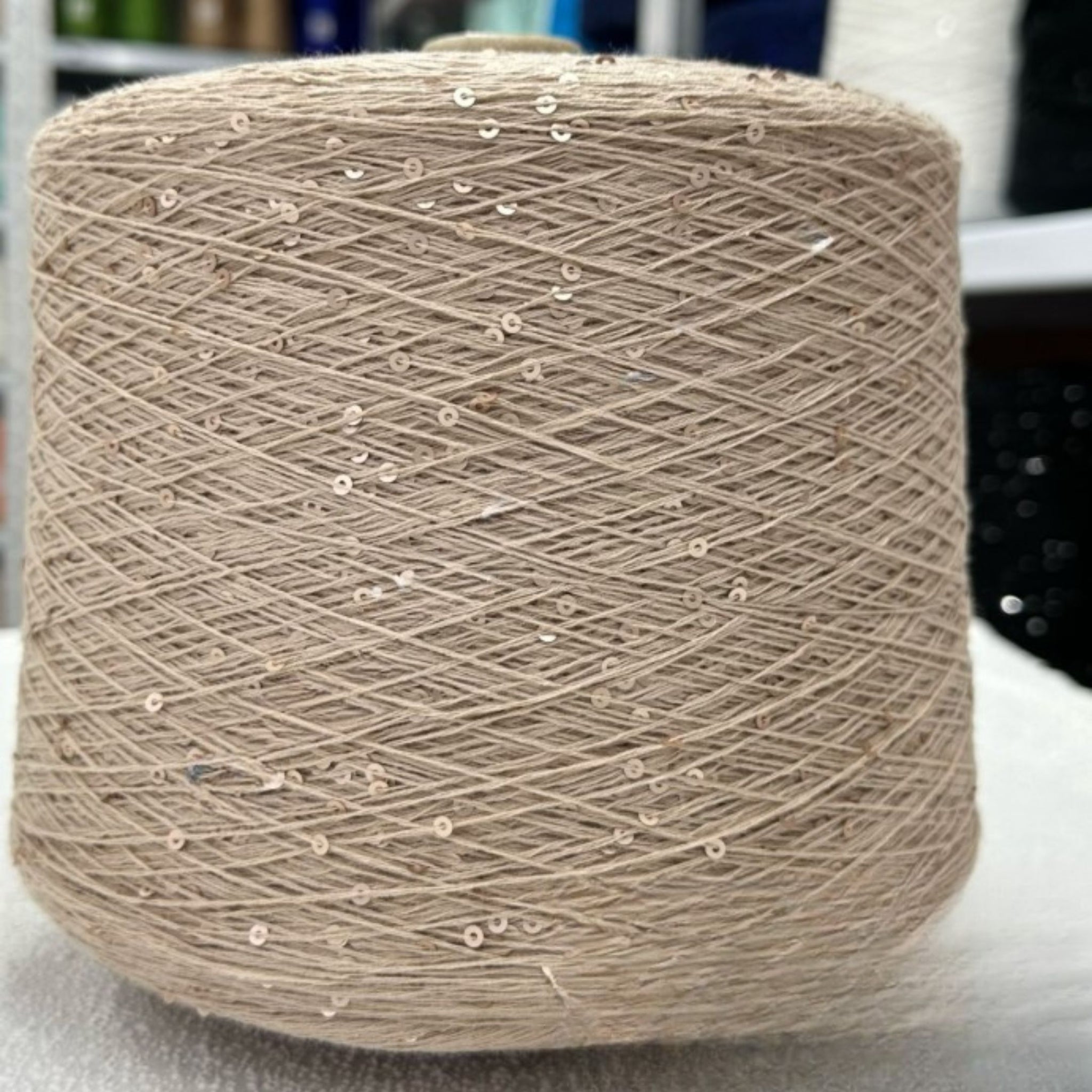 Beige-nude premium sequin 3mm Italian for knitting