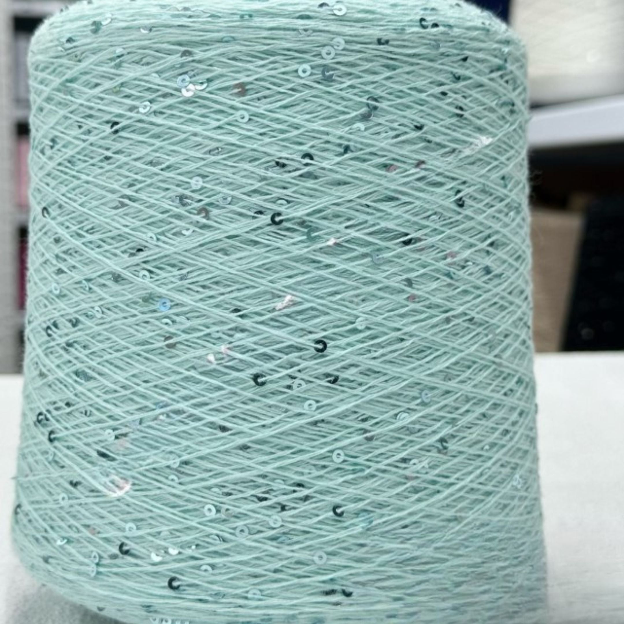 Light blue and gray premium sequin 3mm Italian for knitting