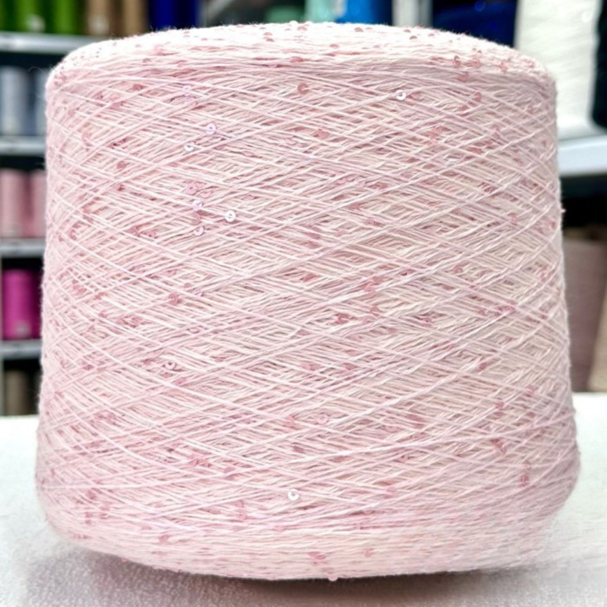 Light pink with pink premium sequin 3mm Italian for knitting