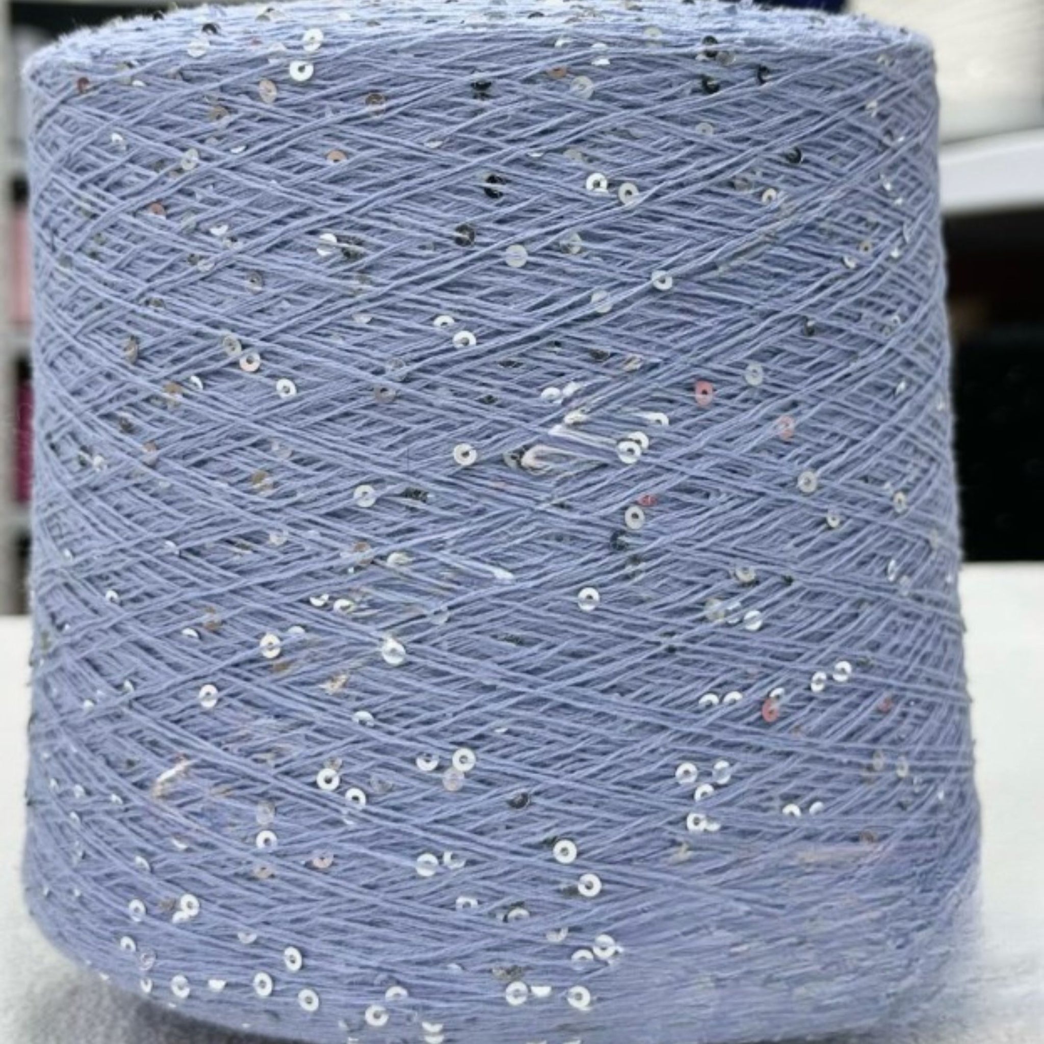Sky gray with silver premium sequin 3mm Italian for knitting