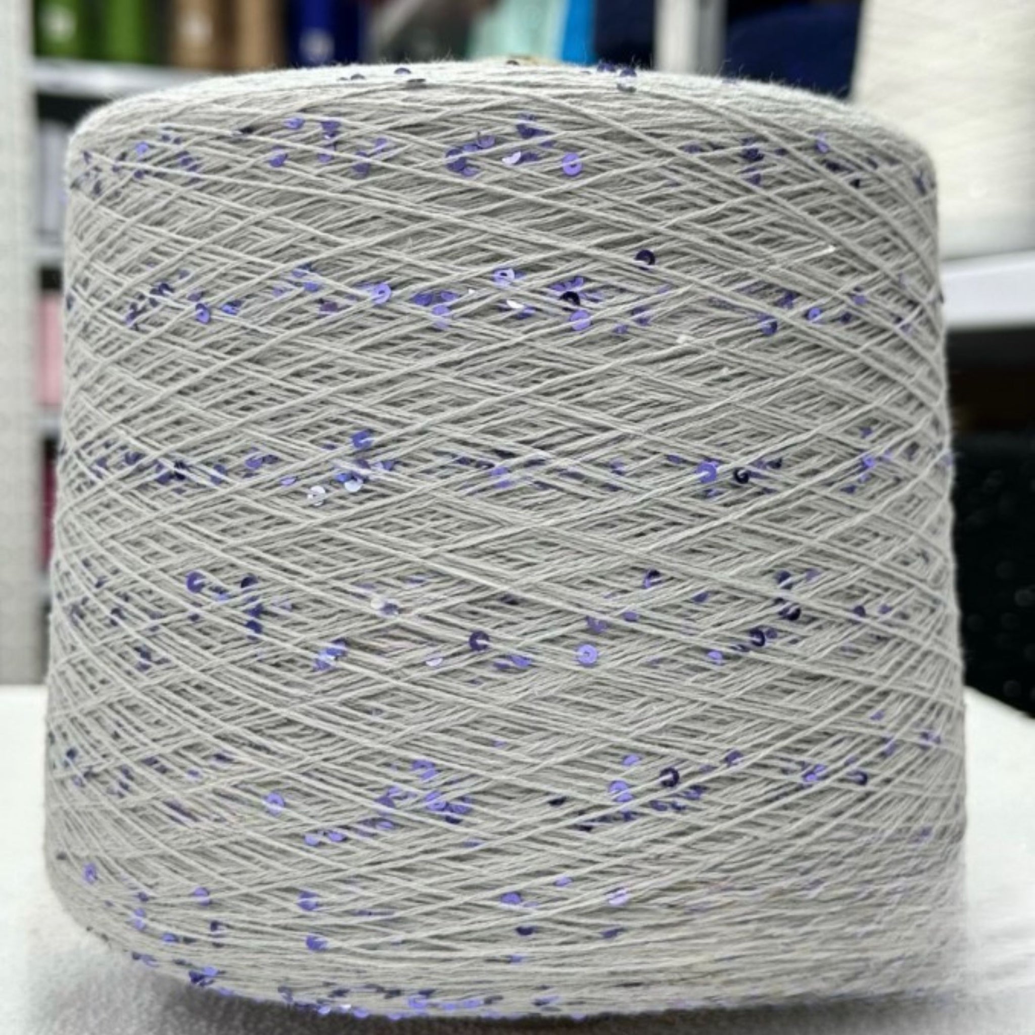 Gray and blue premium sequin 3mm Italian for knitting