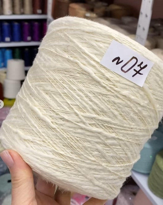 Premium 100% Cotton Flamme Slub Yarn cone in light beige – soft textured Italian cotton for summer knitting and crochet projects