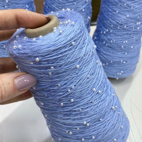 Perl Yarn, Beaded Yarn, Lustrosa, Cotton Wool Perl Yarn, Luxury Italian Yarn, Yarn on Cone for Hand and Machine Knitting,