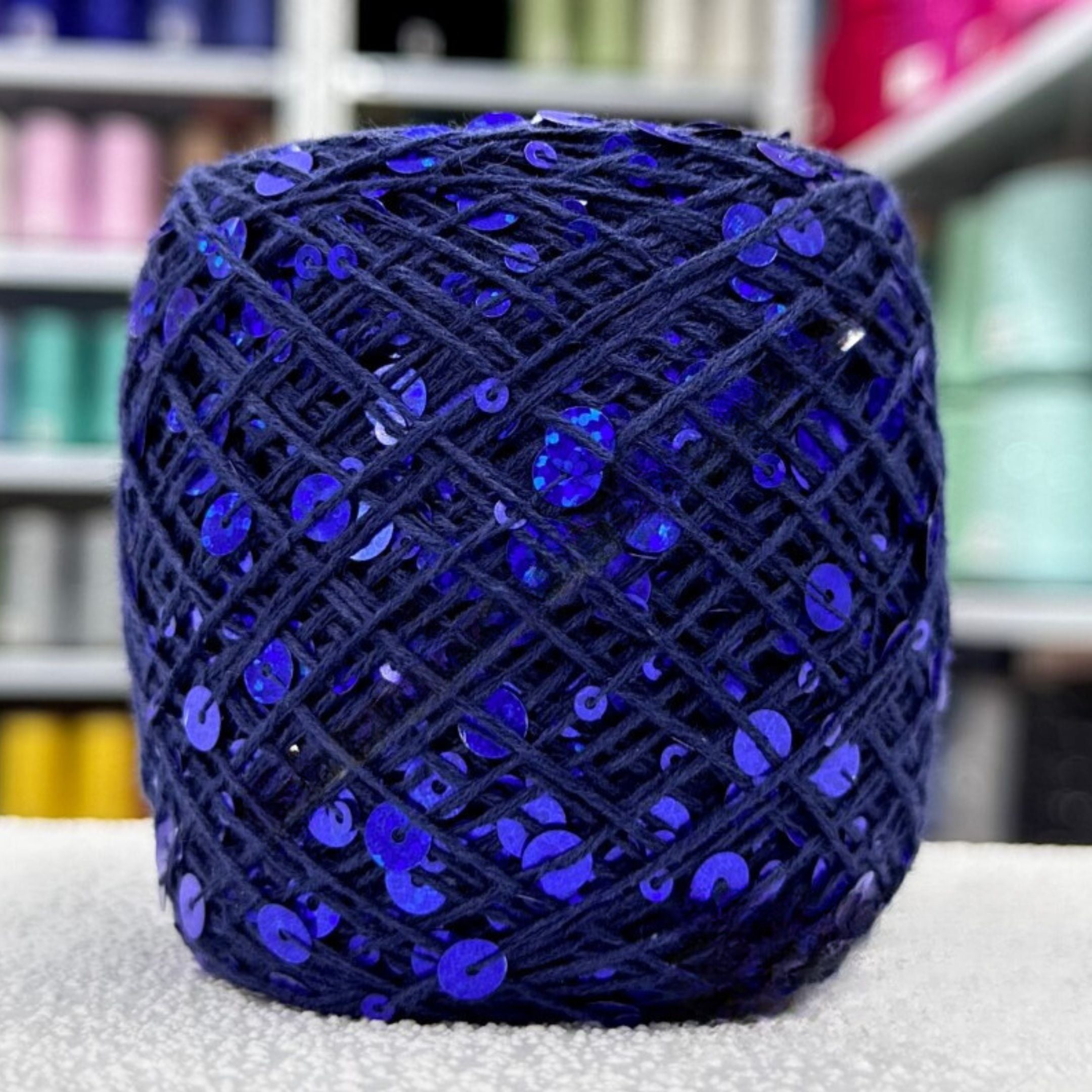 SEQUIN COTTON YARN, Sparkle Yarn, Crochet Yarn, Knitting Yarn, Nuno Felting, Beaded Yarn, Yarn With paillettes, 6mm&3mm Sequins Cotton Yarn