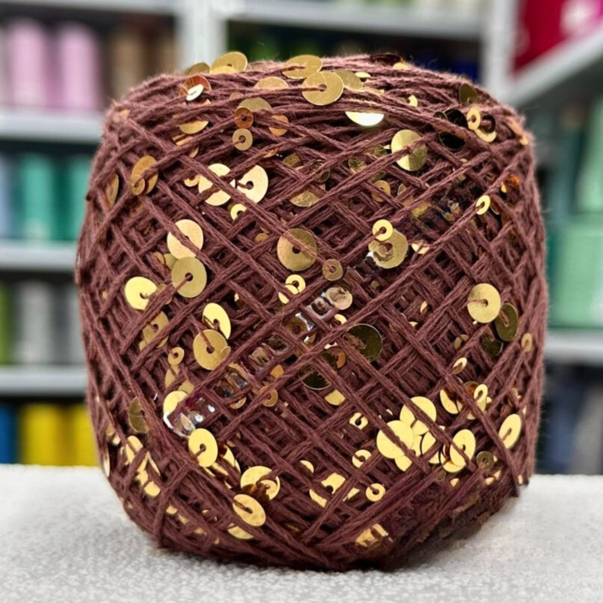 SEQUIN COTTON YARN, Sparkle Yarn, Crochet Yarn, Knitting Yarn, Nuno Felting, Beaded Yarn, Yarn With paillettes, 6mm&3mm Sequins Cotton Yarn