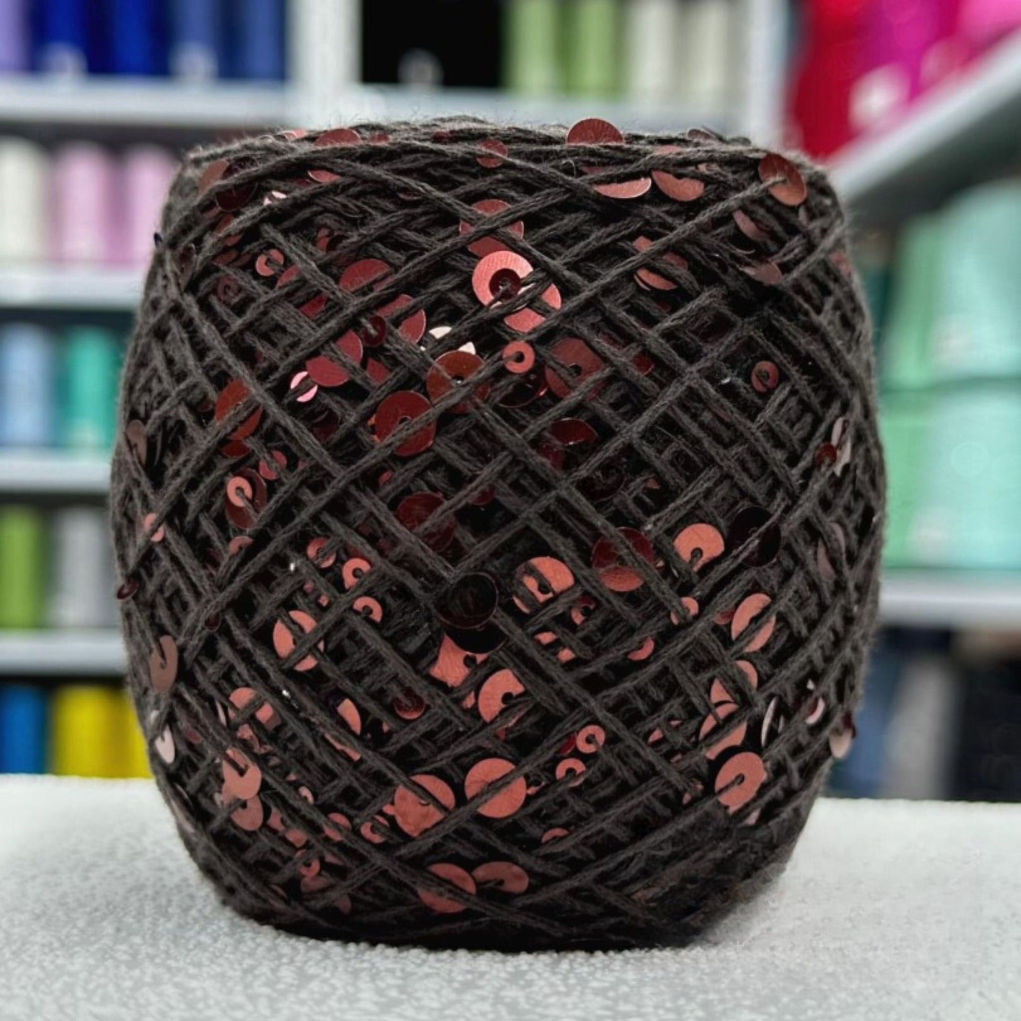 SEQUIN COTTON YARN, Sparkle Yarn, Crochet Yarn, Knitting Yarn, Nuno Felting, Beaded Yarn, Yarn With paillettes, 6mm&3mm Sequins Cotton Yarn