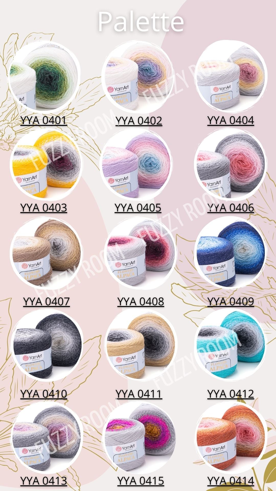 Close-up of YarnArt Flowers Alpaca 20% alpaca blend skein