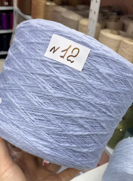 Premium 100% Cotton Flamme Slub Yarn cone in navy blue – soft textured Italian cotton for summer knitting and crochet projects
