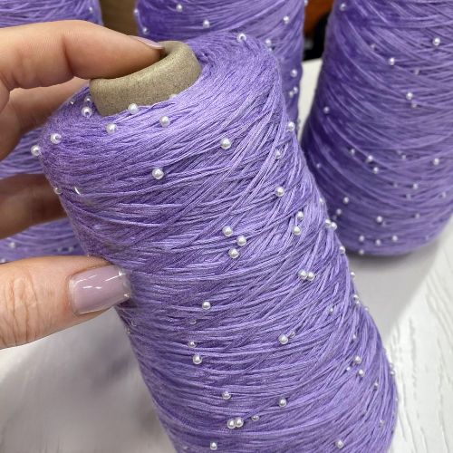 Perl Yarn, Beaded Yarn, Lustrosa, Cotton Wool Perl Yarn, Luxury Italian Yarn, Yarn on Cone for Hand and Machine Knitting,