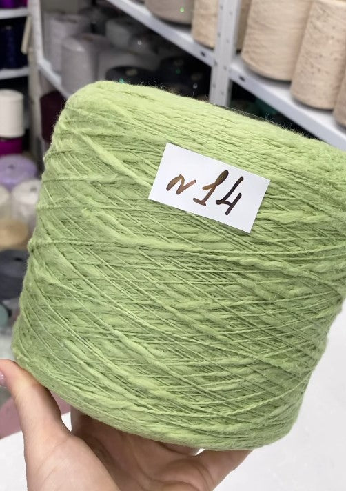 Premium 100% Cotton Flamme Slub Yarn cone in mint – soft textured Italian cotton for summer knitting and crochet projects