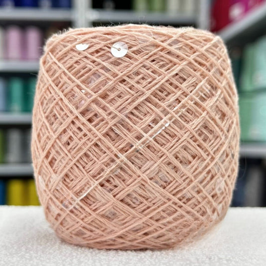 SEQUIN COTTON YARN, Sparkle Yarn, Crochet Yarn, Knitting Yarn, Nuno Felting, Beaded Yarn, Yarn With paillettes, 6mm&3mm Sequins Cotton Yarn