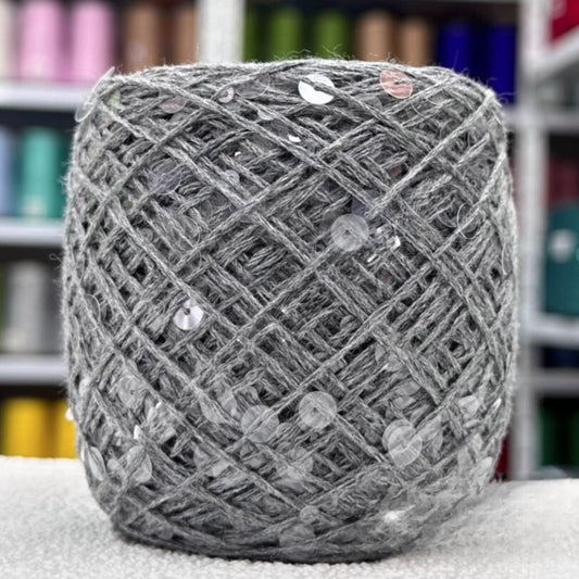 SEQUIN COTTON YARN, Sparkle Yarn, Crochet Yarn, Knitting Yarn, Nuno Felting, Beaded Yarn, Yarn With paillettes, 6mm&3mm Sequins Cotton Yarn