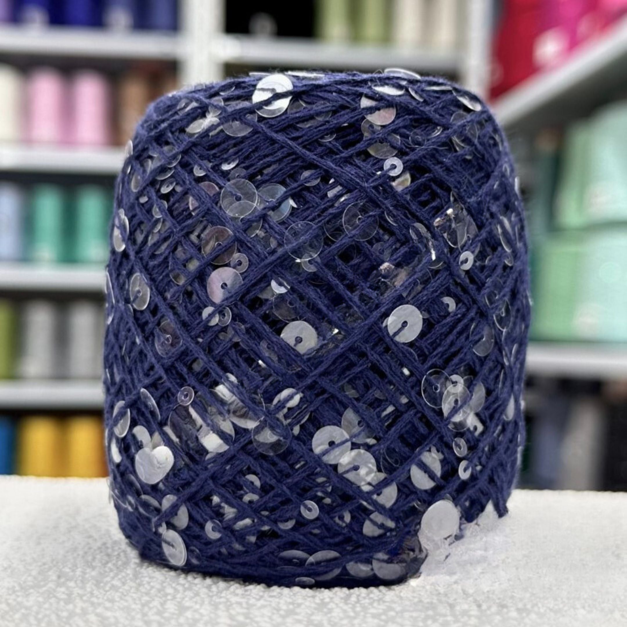 SEQUIN COTTON YARN, Sparkle Yarn, Crochet Yarn, Knitting Yarn, Nuno Felting, Beaded Yarn, Yarn With paillettes, 6mm&3mm Sequins Cotton Yarn