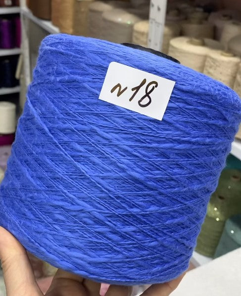Premium 100% Cotton Flamme Slub Yarn cone in Ultramarine – soft textured Italian cotton for summer knitting and crochet projects