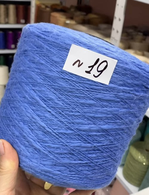 Premium 100% Cotton Flamme Slub Yarn cone in sky – soft textured Italian cotton for summer knitting and crochet projects