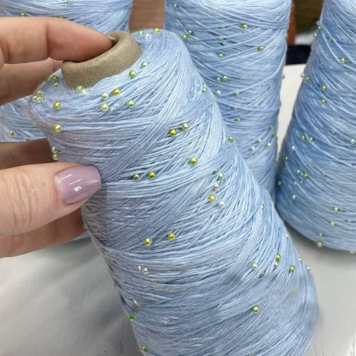 Perl Yarn, Beaded Yarn, Lustrosa, Cotton Wool Perl Yarn, Luxury Italian Yarn, Yarn on Cone for Hand and Machine Knitting,