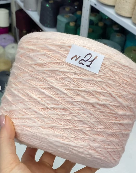 Premium 100% Cotton Flamme Slub Yarn cone in peach – soft textured Italian cotton for summer knitting and crochet projects