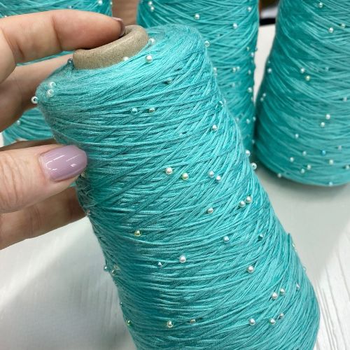 Perl Yarn, Beaded Yarn, Lustrosa, Cotton Wool Perl Yarn, Luxury Italian Yarn, Yarn on Cone for Hand and Machine Knitting,