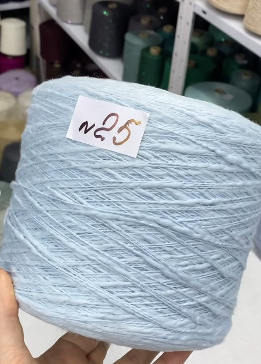 Premium 100% Cotton Flamme Slub Yarn cone in heaven – soft textured Italian cotton for summer knitting and crochet projects