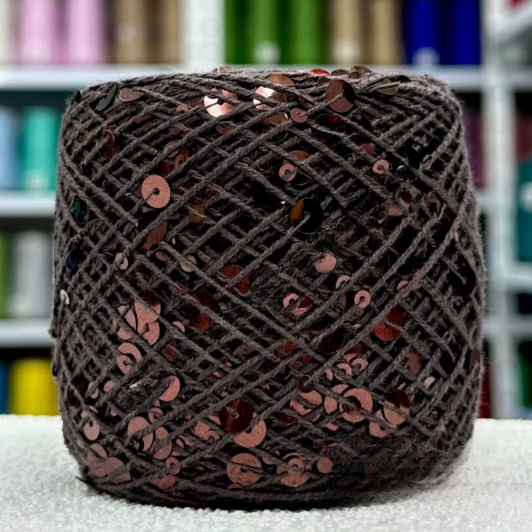 SEQUIN COTTON YARN, Sparkle Yarn, Crochet Yarn, Knitting Yarn, Nuno Felting, Beaded Yarn, Yarn With paillettes, 6mm&3mm Sequins Cotton Yarn