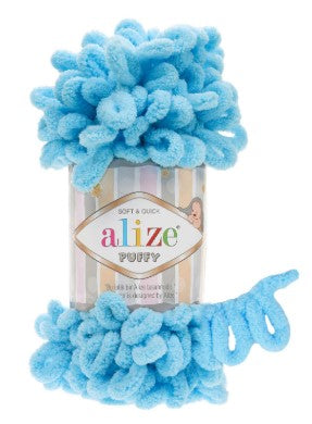 Blue yarn with 'alize 286' branding on a white background