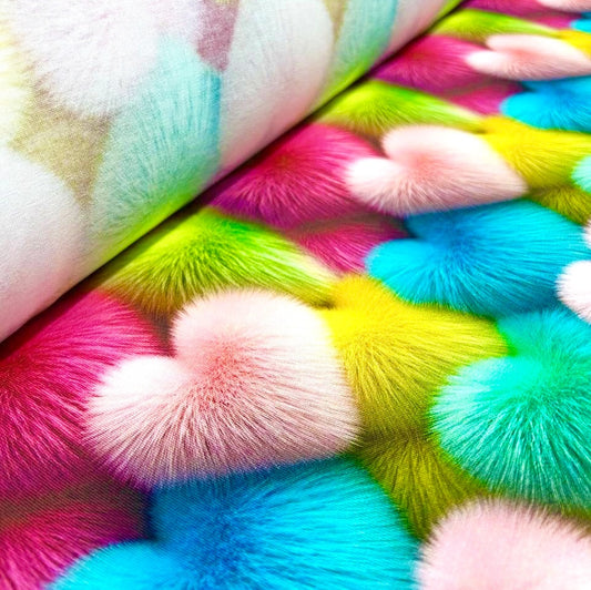 Fluffy Fur Hearts Fabric №3