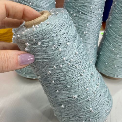 Perl Yarn, Beaded Yarn, Lustrosa, Cotton Wool Perl Yarn, Luxury Italian Yarn, Yarn on Cone for Hand and Machine Knitting,