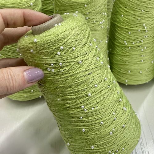 Perl Yarn, Beaded Yarn, Lustrosa, Cotton Wool Perl Yarn, Luxury Italian Yarn, Yarn on Cone for Hand and Machine Knitting,