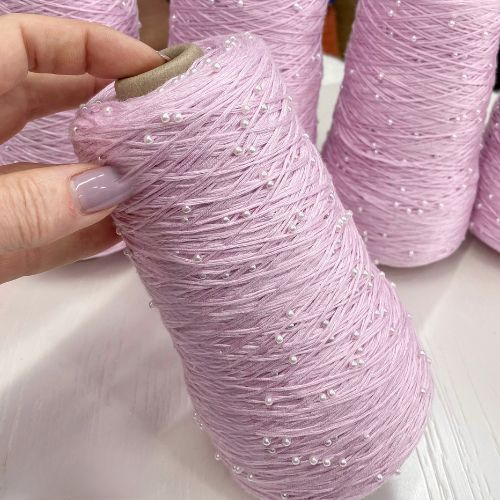 Perl Yarn, Beaded Yarn, Lustrosa, Cotton Wool Perl Yarn, Luxury Italian Yarn, Yarn on Cone for Hand and Machine Knitting,