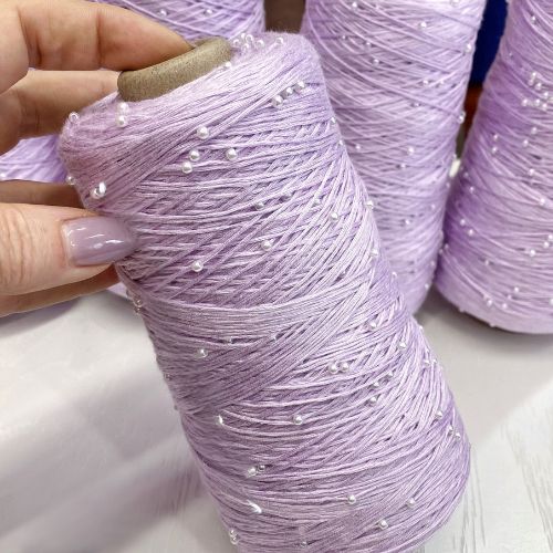 Perl Yarn, Beaded Yarn, Lustrosa, Cotton Wool Perl Yarn, Luxury Italian Yarn, Yarn on Cone for Hand and Machine Knitting,