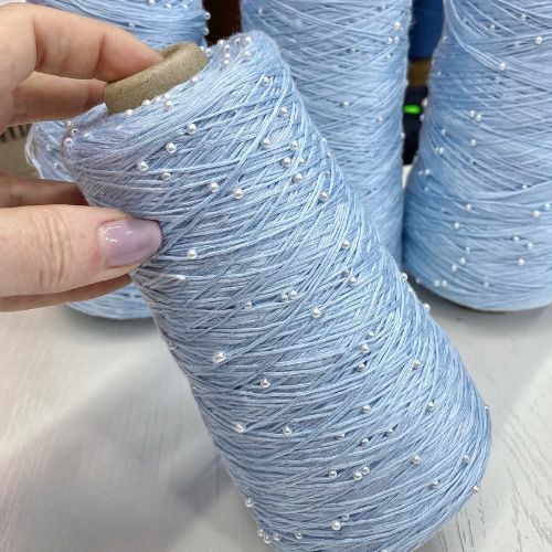 Perl Yarn, Beaded Yarn, Lustrosa, Cotton Wool Perl Yarn, Luxury Italian Yarn, Yarn on Cone for Hand and Machine Knitting,