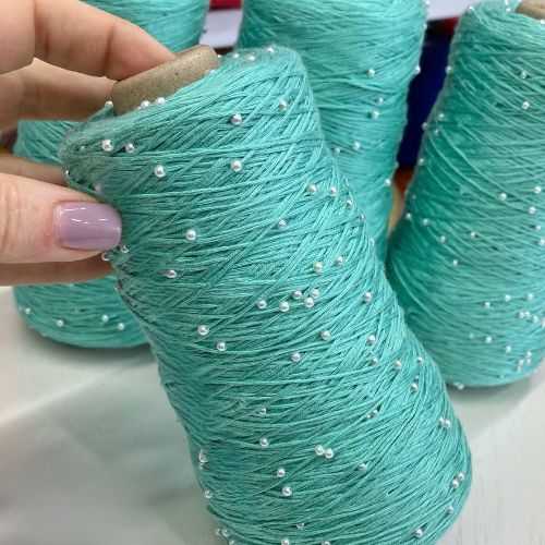 Perl Yarn, Beaded Yarn, Lustrosa, Cotton Wool Perl Yarn, Luxury Italian Yarn, Yarn on Cone for Hand and Machine Knitting,
