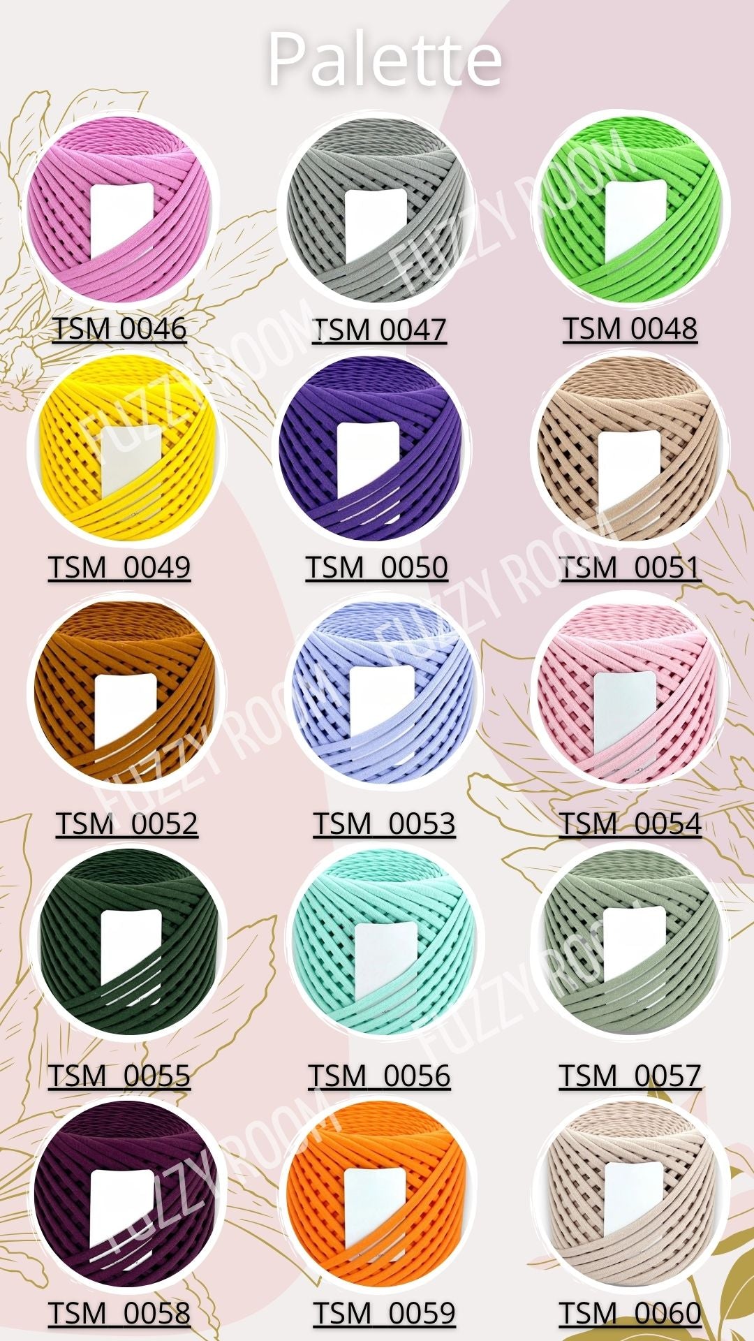 Professional T-Shirt Yarn Palette TSM 0016-0030 - Chunky Recycled Cotton 7-9mm - Wide Color Selection for Bags, Rugs and Decor - Fuzzyroom