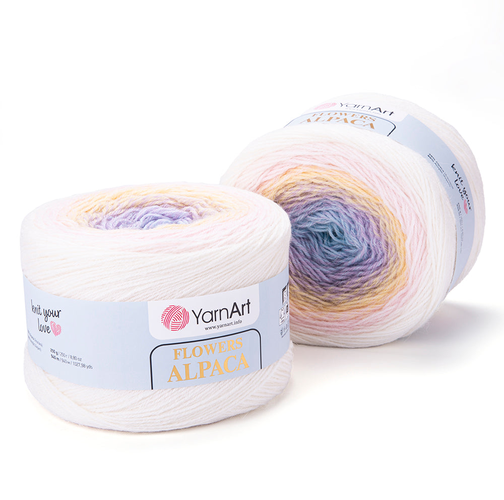 Multicolor alpaca yarn YarnArt Flowers for crochet projects